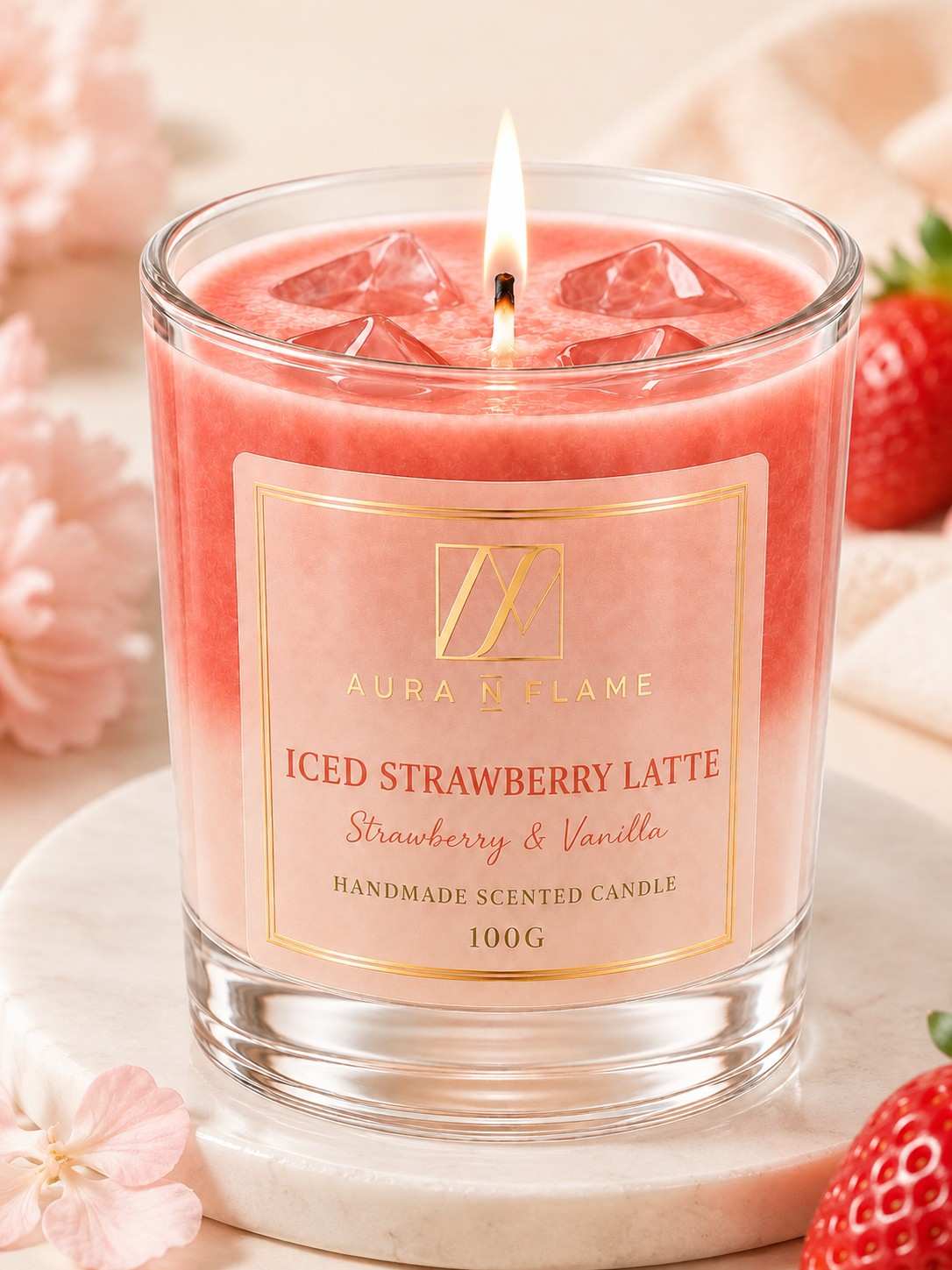Iced Strawberry Latte Candle